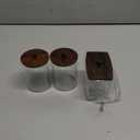 Tbestmax Qtips Holder Bathroom Container, 10 OZ Cotton Ball/Swabs Dispenser, Apothecary Jar Organizer for Storage Brown Wood Lids