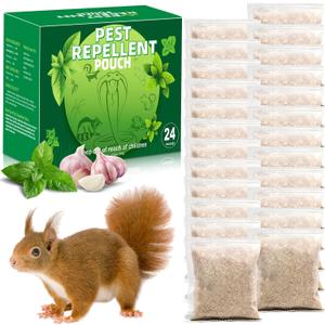 24 Pack Squirrel Repellent Outdoor - Raccoon Repellent, Keep Squirrels Away Out of Plants, Gardens. Yards, Cars Engines