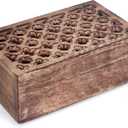 Mother's Day Gift Wooden Hand Carving Jali Design Jewelry Storage Box Holder | Tarot Card Trinket Keepsake Wooden Storage Box Perfect Gifts for Women 8x5x2.5 Inch