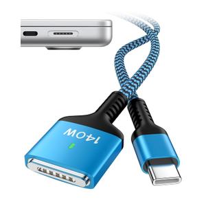 Macbook Air Charger Cord Pro, USB-C To Magsafe 3 Cable, 140w 6 Feet Apple Laptop Charging Cable Mag Safe 3 Magnetic For Apple Mac book Pro 16/14 Inch, Macbook Air 15/13 Cargador Fast Charging Mag safe (Blue)