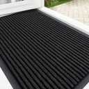 OLANLY Front Door Mat Indoor Outdoor Entrance, Waterproof Heavy Duty Doormat, Fade Resistant, Low Profile, Easy Clean Patio Porch Welcome Floor Mats for Entry, 35x23, Black