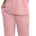 Scrubs Set for Women Medical Uniform Nurse Suit, Anti-Wrinkle Scrub Top Jogger Pant&11 Pockets,4 Way Stretch Workwear, X-Small, Pink