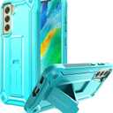 URBANITE for Samsung Galaxy S21 FE 5G Case, Military Grade Rugged Shockproof Protective Cover with Screen Protector and Kickstand (Sky Blue)