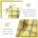 Geetery Outdoor Plaid Chair Cushions with Ties for Dining Chairs Scottish Plaid Decorative Seat Cushions for Kitchen Patio Home Living Room, 15 x 16''(4 Pcs,Yellow and Blue), 16.14 x 14.96 x 3.15 inches