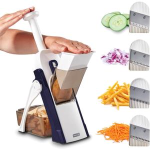 DASH Safe Slice Mandoline for Vegetables, Meal Prep & More with 30+ Presets & Thickness Adjuster, Midnight Navy