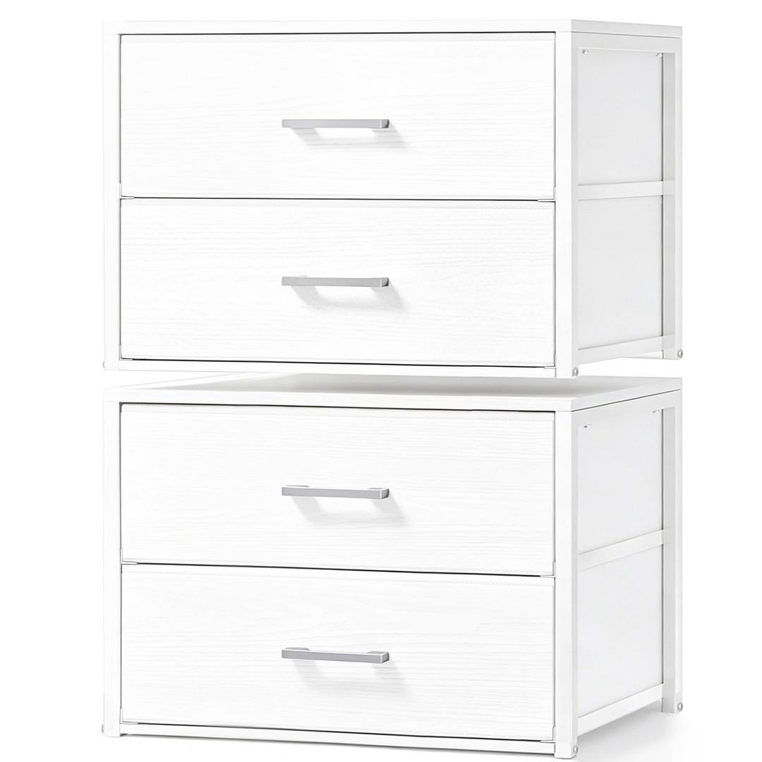 Fixwal Closet Drawers for Clothes, 2 Pack, 4 Drawers Stackable, 21.2" Wide