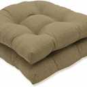 Pillow Perfect Monti Chino Solid Indoor/Outdoor Wicker Patio Seat Cushion Reversible, Weather and Fade Resistant, Round Corner - 19" x 19", Tan, 2 Count
