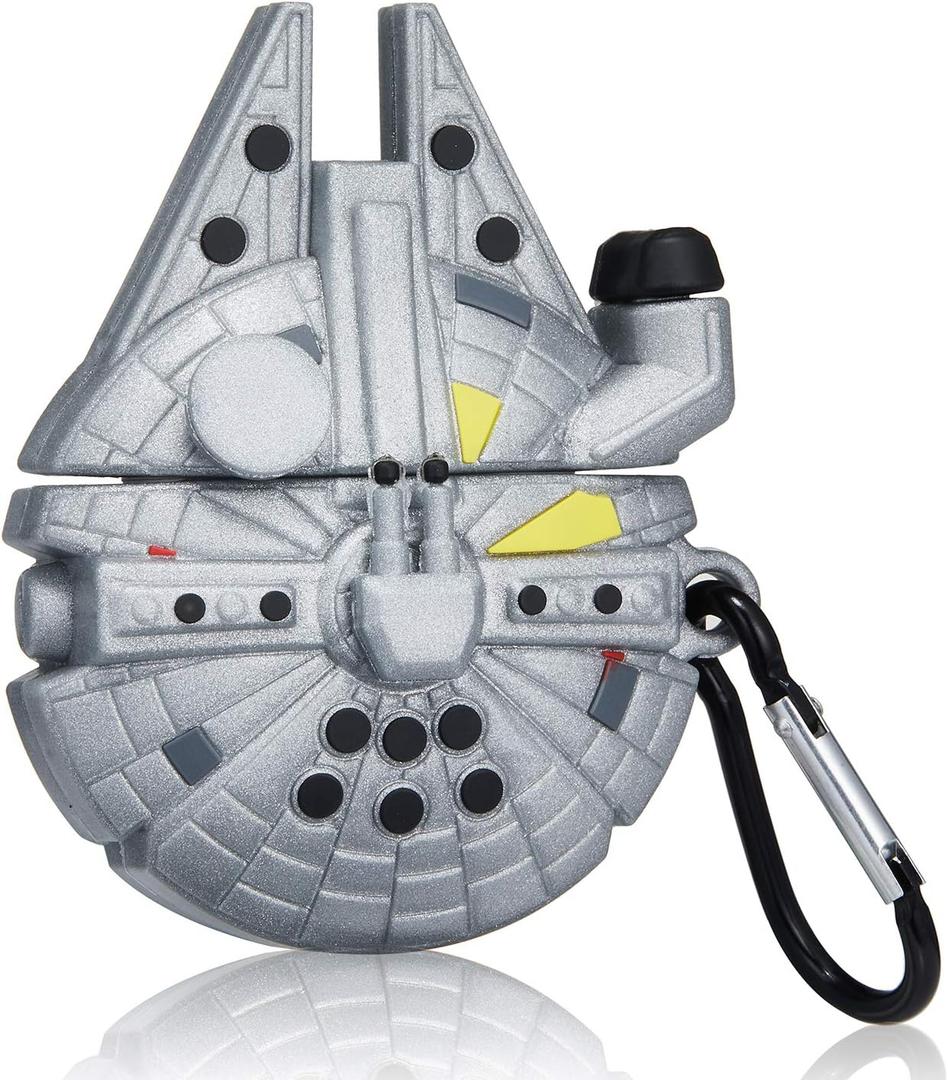 Jowhep Case for AirPod 2/1 Cartoon Design Cute Silicone Cover Keychain Fashion Funny Shockproof Soft Protective Skin for Air Pods Boys Men Cool Fun Character Shell Cases for AirPods 1/2 New Spaceship