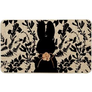 Artoid Mode Black Rabbit Bunny Leaves Easter Doormat, Home Decor Low-Profile Switch Rug Door Mat Floor Mat for Indoor Outdoor 17x29 Inch