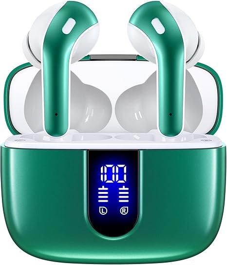 TAGRY Bluetooth Headphones True Wireless Earbuds 60H Playback LED Power Display Earphones with Wireless Charging Case IPX5 Waterproof in-Ear Ear buds with Mic for TV Smart Phone Laptop Computer Sports
