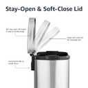 Amazon Basics MINI Trash Can, 1.32 Gallon (5L) Smudge Resistant Rectangular Bin with Soft-Close Lid, Step Foot Pedal, Removable Inner Bucket, Brushed Stainless Steel, for Bathroom, Satin Nickel Finish