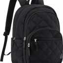 BAGSMART Travel Laptop Backpack, College Backpack for Women, Quilted Small Computer Bookbag, Water-Resistant 15.6 Inch Laptop Casual Bag, Black