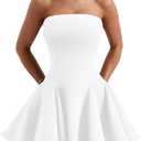 DAAWENXI Women's Sexy Summer Strapless Mini Dress Homecoming Off Shoulder Sleeveless Party Club Short Dresses, XL