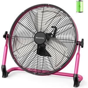 18” Portable Battery Operated Fan, Rechargeable Cordless Camping Fan Outdoor, USB Output, 360° Tilt, 10~60h Runtime, Quiet, Wireless, Metal Blade, For Travel Gazebo Home Garage Gym RV Barn
