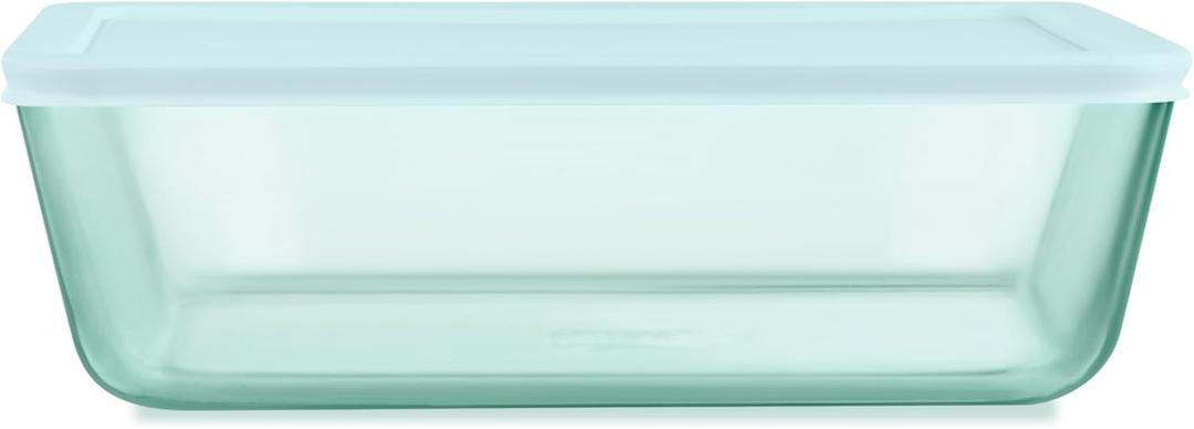 Pyrex Colors Tinted (11 Cup) Tinted Glass Large Rectangular Food Storage Container, Snug Fit Non-Toxic Plastic BPA-Free Lids, Freezer Dishwasher Microwave Safe, Aqua