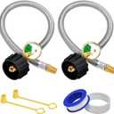 ABYDA 12 Inch RV Propane Hoses with Gauge 2 Pack, Stainless Steel Braided Camper Tank Hose, RV Propane Hose for Standard Two-Stage Regulator, 40Lb 250PSI, 1/4" Male NPT/QCC1 Type1 Inlet