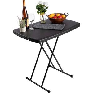 Lavish Home Portable Folding Tables - Lightweight Portable Folding Desk with Adjustable Height - Small Plastic Table for TV Tray, Playing Cards, and Craft Room (Single/Black/2.5 FT Wide)