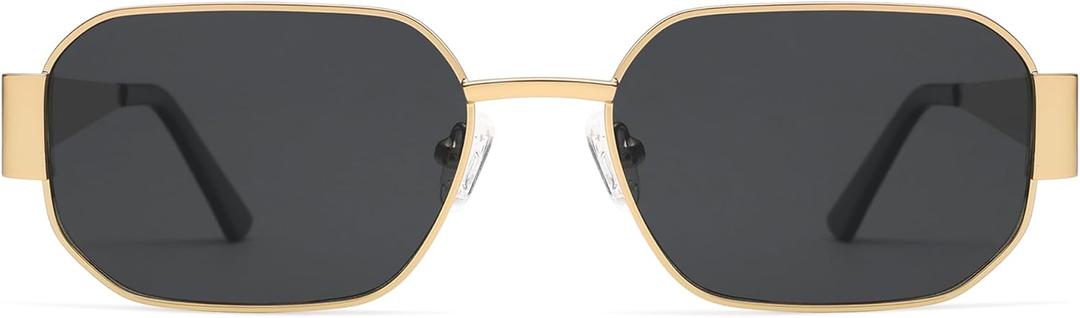 AMOMOMA Retro Rectangle Sunglasses for Womens 90s Y2k Narrow Square Sunglasses Metal Frame Polarized AM6641