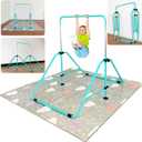 Foldable Gymnastic Bar for Kids Ages 3-9, 9 Height Levels, 200 lbs Weight Capacity, 5 Ft Length Gymnastic Kip Bar with Mat, Gymnastic Equipment for Home and Gym Center Indoor Outdoor Use