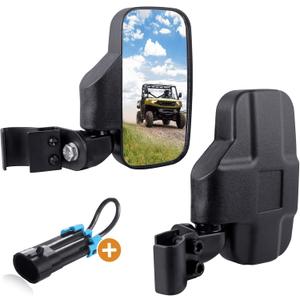 UTV Rear Side View Mirrors Compatible with 2015+ Polaris Ranger 570 900 XP 1000/Can-Am Defender Pro-Fit Cage Breakaway Side Mirrors - (Driver and Passenger Side)