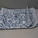 Vintage Entryway Rug 2x3, Blue and White Washable Accent Rug, Non-Slip Small Area Carpet, Floral Print Faux Wool Soft Mat for Front Door, Kitchen, Bedside (Blue White With Subtle Greenish Hue)