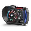 ARTILAURA HUD Head Up Display for Car, OBD2+GPS Gauge Display Digital Speedometer MPH KM/H Water Temperature, RPM, Overspeed Alarm for All Vehicle