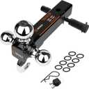 DEEAGLE 3 Ball Hitch with Hook, Tri Ball Hitch with 3.5 Hitch Pin Lock, 1-7/8", 2" and 2-5/16" Ball, Fit 2 Hitch Receiver, Heavy Duty Trailer Hitch, Include Pin Lock