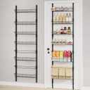 SONGMICS Over-the-Door Pantry Organizer, 6-Tier Pantry Organizers and Storage, Spice Rack, 6 Adjustable Baskets, Fits Door Height 77.3-83.4 Inches, Holds 88 lb, Wall Mounted, Ink Black UKCS047B01