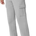 QINSEN Baggy Medium Waist Elastic Sweatpants for Womens Casual Long Fleece Cargo Pants with Pockets (M)