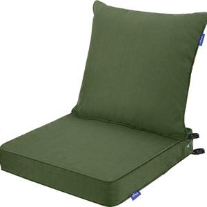 INFBLUE Deep Seat Cushions, Outdoor Cushions, Patio Furniture Cushions, Deep Seat & Back Cushion Patio Cushions for Backyard Couch Sofa Fade Resistant (24x24x4 inches 3 Sets, Solid Moss Green)