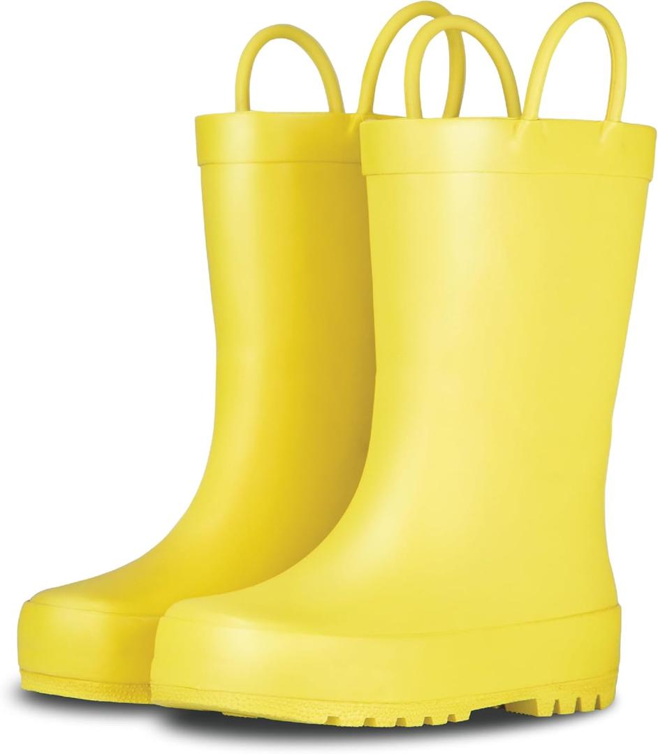 Lone Cone Premium Natural Rubber Rain Boots for Toddlers and Kids with Solid Design (Sunshine Yellow)