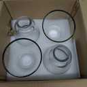 4 Pack Clear Glass Shade Replacements, Bell Shaped Glass Shade Covers with Black Ring, 4.72"High, 4.72"Diameter, 2.12 "Fitter, High Transmittance Trapezoidal Lampshade