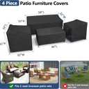 STARTWO Patio Furniture Covers 4 Piece Set, Heavy Duty Waterproof Outdoor Furniture Cover for Rattan Wicker Conversation Set,Black,Large
