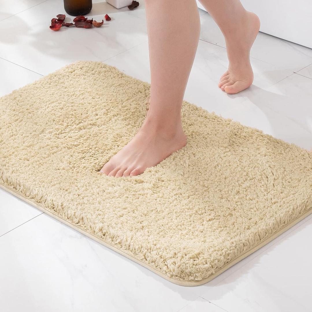 MIULEE Non Slip Bathroom Rug Bath Mats for Bathroom(20x30,Camel) Absorbent Thick Soft Microfiber Bathroom Mat Machine Washable Bath Rug Plush Carpet for Tub Shower (1'8" x 2'6" (Rectangular))
