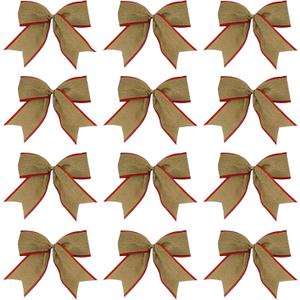 12 Pcs Bows 6 Inch, Christmas Tree Decorations Xmas Garland Ties, Gift Package Party Wedding Bow Ornaments (Brown)