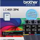 Brother Genuine LC401 Standard Yield 3-Pack Ink Cartridges  Includes 1 Cartridge Each of Cyan, Magenta and Yellow , 3 Count (Pack of 1) (Colors)