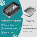 TENTIZON Stainless Steel Cat Litter Box with Lid, Large Covered Enclosed Kitty Litterbox with Hood, Flip Top, High Side, Litter Mat, Scoop for Big Cats, Kitten, No Odor, No Mess, Easy Clean, Black