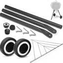 Grill Front Leg and Wheels Parts for Weber 22" Kettle Grills, 65930 Grill Wheels 65130 Front Leg Kit and 80694 Triangle Leg Support for Charcoal Grill, Black Front Leg Replacement