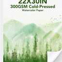 30-Sheet Watercolor Paper Pad 22 x 30 in, Cold Press, 300 GSM | Acid-Free Heavyweight Sheets, Textured Surface, Strong Absorbency, for Watercolor, Gouache, Acrylic, Charcoal