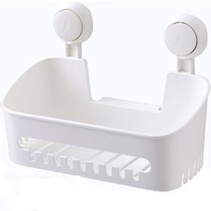 Plastic Shower Caddy Suction Cup Shower Organizer Basket Bath Shelf, Strong Suction Power Bathroom Caddies with Fence Hooks, Kitchen Rack, Waterproof, Oilproof, Reusable, for Shampoo, Gel