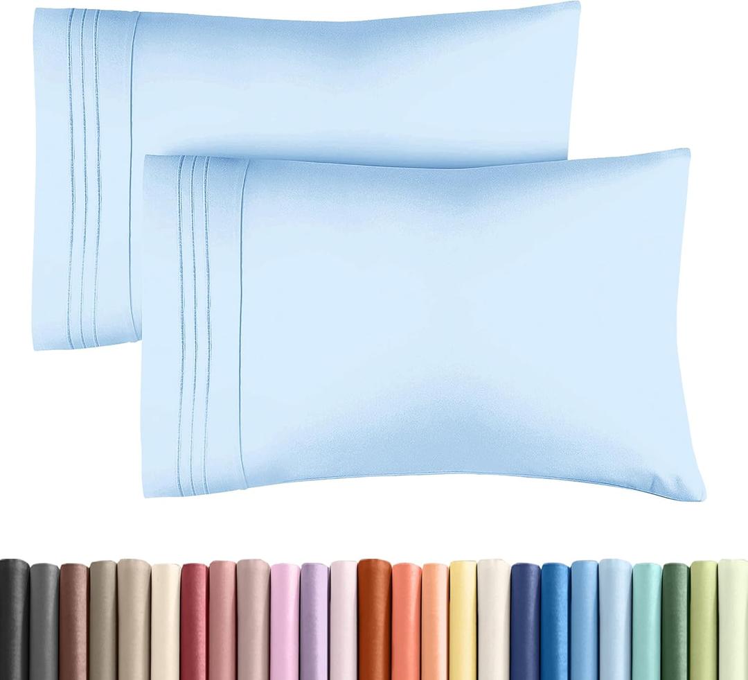 Queen Pillow Cases Set of 2 - Ultra Soft Hotel Quality Pillowcase Covers - Comfy, Cozy & Wrinkle Free - Shrink, Stain & Fade Resistant - Machine Washable Pillow Protectors - 2 Piece Set - Light Blue (19 - Baby Blue)