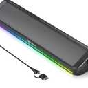 Computer Speakers for Desktop, HiFi Stereo PC Soundbar with Dynamic RGB Lighting, USB & Type-C Plug&Play, Volume Control Knob, Wired Speakers for Gaming, Laptop, Monitor, Office