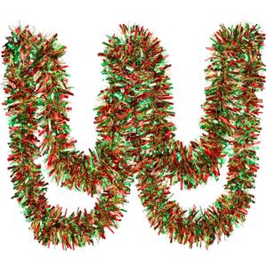 Dingion 59 Feet Christmas Tinsel Garlands Metallic Twist Garland Hanging Garland Ornaments for Halloween Christmas Tree Party Supplies Indoor and Outdoor Decoration(Shinny,Red Green Gold)