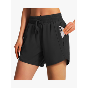 Ksmien Women's 5" Athletic Running Shorts Quick Dry Lightweight Workout Gym Shorts with Zipper Pockets UPF 50+