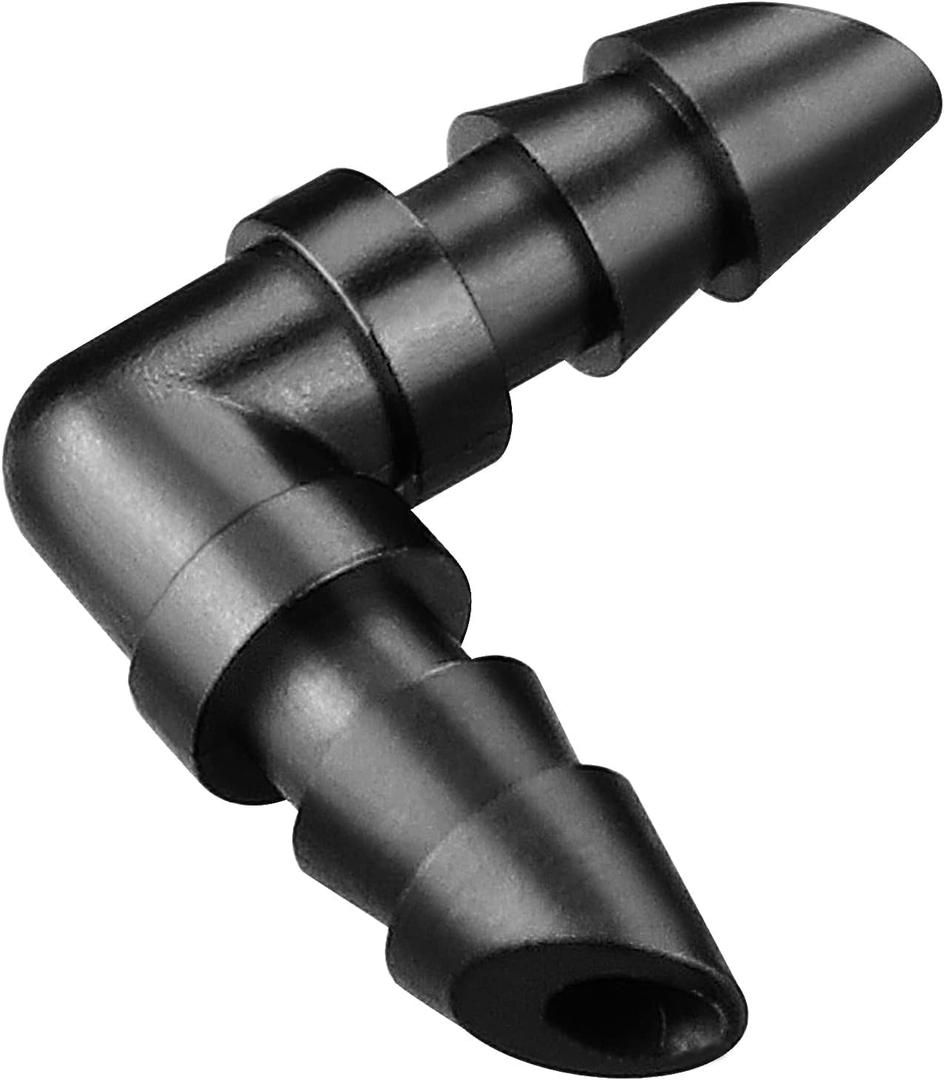 70 Pack 1/4" Drip Irrigation Elbow Fittings1/4'' Drip Line Double Barbed 90 Degree Elbow Connectors for 1/4 Inch Irrigation Tubing Plastic Micro Fittings for Garden Drip Systems