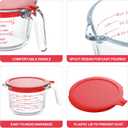 KOMUEE 4 Piece Glass Measuring Cups Set, 5 Oz, 1-Cup, 2-Cup, 4-Cup Liquid Measuring Cups with Lids for Kitchen, Freezer and Microwave Safe