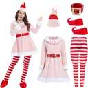 Christmas Elves Costume For Women,Elves costume adult Women Christmas Cosplay Costume Full Set (X-Small, Pink)