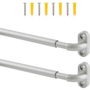 TYRON 2 Pack Screwed Sash Curtain Rod Adjustable 18-30 Inch, 3/8 In. Diameter, French Door Curtain Rods (Nickel)