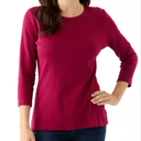 Karen Scott women's basic top crew neck 3/4 sleeve, Red, Size S