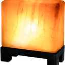 UMAID Himalayan Salt Lamp Rectangle, Natural Pink Rock Lamp on Modern Wood Base with Night Light Bulb and Dimmable Cord, Unique Home Decor, Zen Gifts, Perfect for Spa and Meditation Accessories